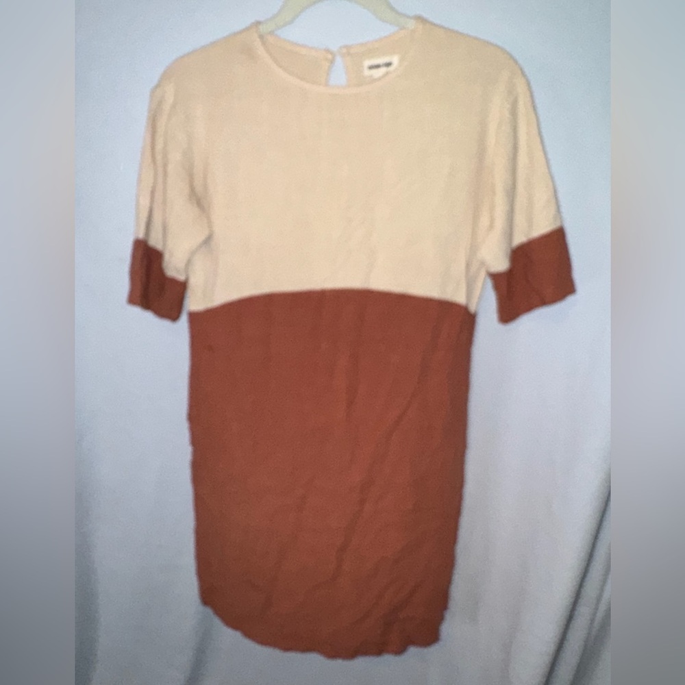 Hidden Alley Two-Tone Beige and Brown Dress